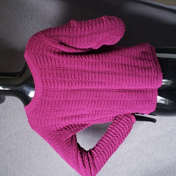 Aiko textured aline pullover sweater, magenta - Picture 5 of 6